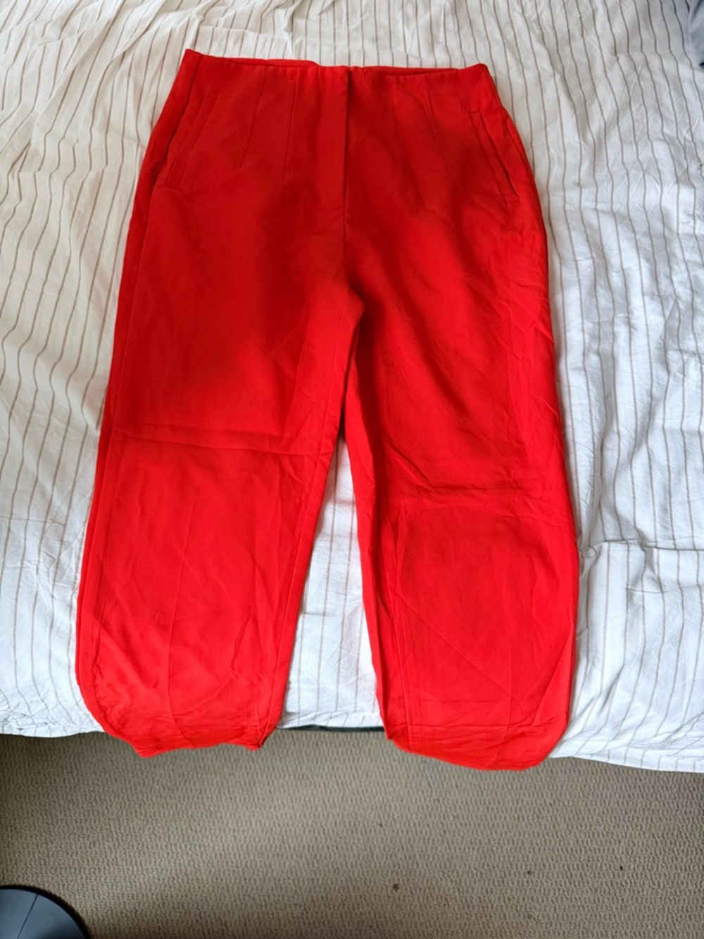 Zara Coral-Red Lightweight Trousers Never Used